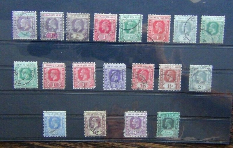 Leeward Islands KEVII to KGV range with vales to 1s poor to fine used 