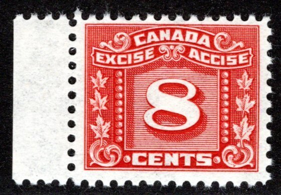 van Dam FX70, 8c red, MNHOG, Three Leaf Excise Tax, Canada Federal Revenue