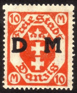 1922, Danzig, 10Mk, MNH, Sc O26, Mi D27