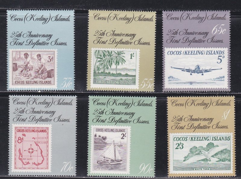 Cocos Islands # 177-182, First Stamps 25th Anniversary, NH, 1/2 Cat.