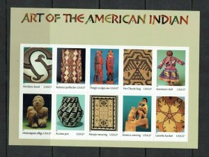 United States: 2004, Native American Art, Sheetlet 10 self-adhesive stamps MNH