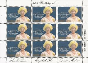 Pitcairn Islands - 1980 Queen Mother Anniversary - 9 Stamp Sheet - Scott #193
