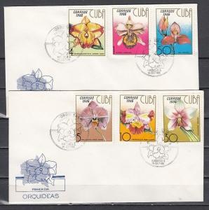 Cuba, Scott cat. 2881-2886. Orchids issue. 2 First Day Covers. ^