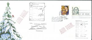 28c Setting Bull FDC to Germany 1997, Airmail, RTS (47217)