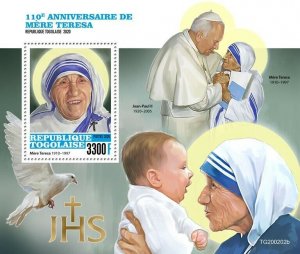 Togo Mother Teresa Stamps 2020 MNH Famous People Pope John Paul II 1v S/S