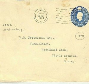 GB HOUSE OF COMMONS POSTAL STATIONERY with HOC Oval Logo on Back-flap 1949 NN315