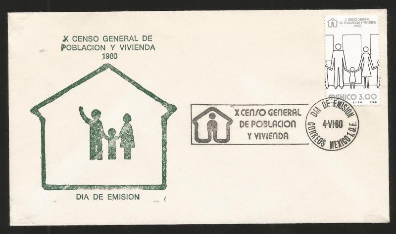 J) 1980 MEXICO, X GENERAL CENSUS OF POPULATION AND HOUSING, SET OF 5 FDC