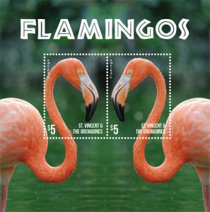 St. Vincent 2015 - Flamingos, Bird, Animal, Fauna & Flora - Souvenir Sheet - MNH