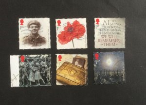 GB 2014 1st World War - 1914.  1st Issue. Set 6 used stamps.