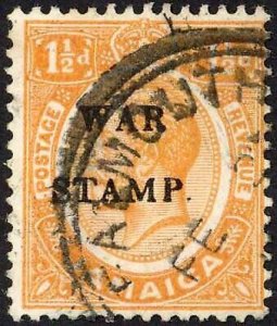 Jamaica SG74 1 1/2d Orange Inverted d for p