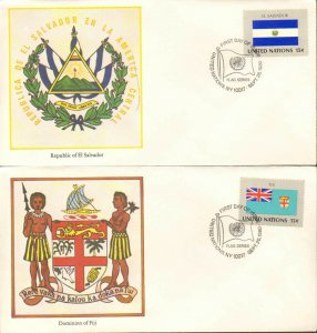 United Nations First Day Covers (13), Flags of Various Nations