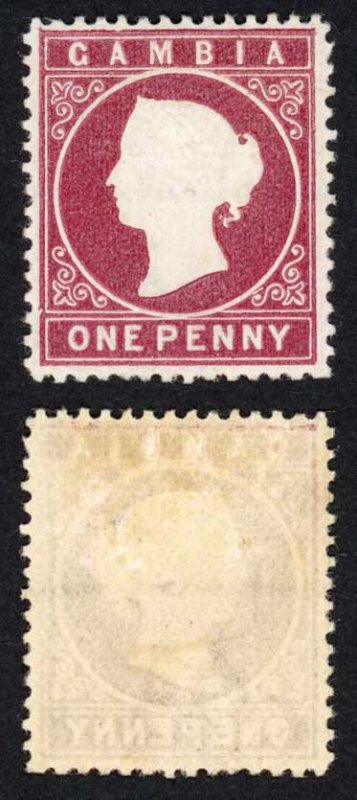 Gambia SG12B 1d Wmk CC Upright Line Perf 2nd printing (only 7575 printed) M/M
