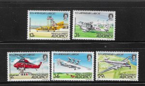 Alderney 1985 Airport Aircraft Sc 18-22 MNH/MH A2336