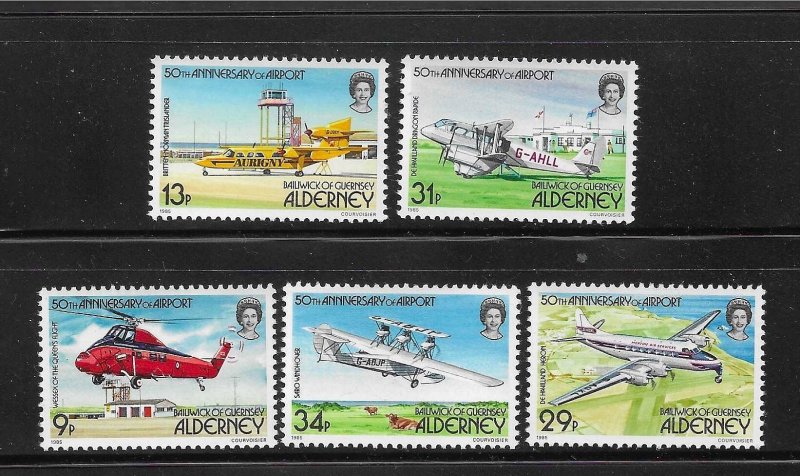 Alderney 1985 Airport Aircraft Sc 18-22 MNH/MH A2336