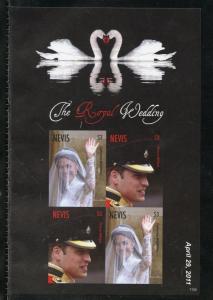 NEVIS  ROYAL WEDDING OF PRINCE WILLIAM & KATE MIDDLETON IMPERF SHEET II MINT NH