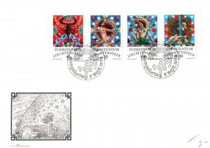 LICHTENSTEIN SET OF (4) ON FIRST DAY COVER ZODIAC SIGNS 1978