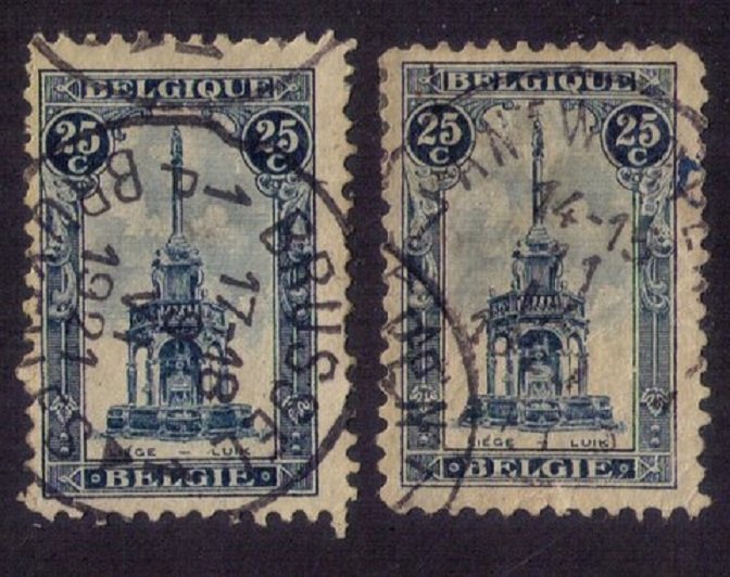 Belgium 123b Right Stamp Blue Variety F-VF Cat.$400.00