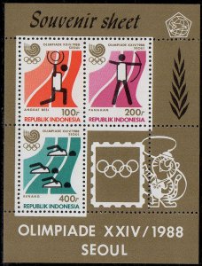 INDONESIA Sc. 1354av 1988 Seoul Olympics MNH souvenir sheet perf.