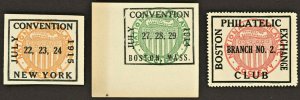 1914-15 Boston & NY Philatelic Convention ( Lot Of 3 ) MNH