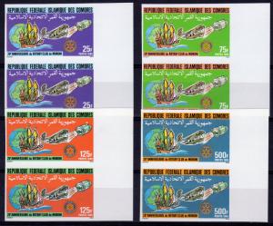 Comoro Islands 1985 Sc#619/622 ROTARY/APOLLO 11 Anniversary  PAIR IMPERFORATED