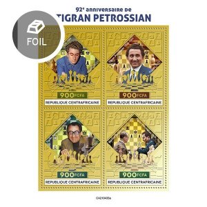 C A R - 2021 - Tigran Petrossian - Perf Gold 4v Sheet - Mint Never Hinged