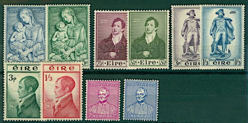 Eire 1952/4 range of issues to include Moore, Emmet, marian and othe Mint Stamps