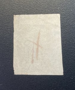 US Scott #9, used, pen cancel and tiny margin crease upper left, otherwise sound
