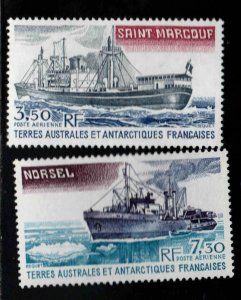 FSAT TAAF Scott C62-63 MNH** 1980 airmail Ship stamp set CV$4.10