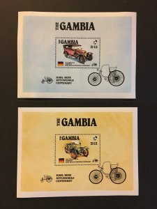 1986 Gambia Sc# 628-9 Ameripex '86 Automobiles Karl Benz Centenary