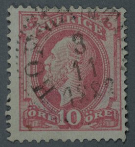 Sweden #45 Used VG HRM Place Cancel HOF... Date 3 11 1882