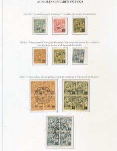 Monaco 1922/33 MH Used To 10F on 6 Pages (40+Items) hexagon cancellation BL901