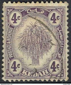 MALAYA KEDAH 1926 4c Violet SG54 Used