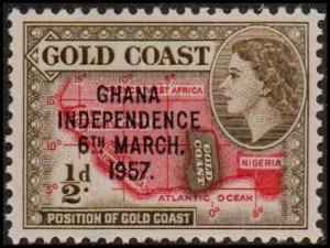 Ghana 5 - Mint-NH - ½p Map of Western Africa (1957) (cv $0.50)