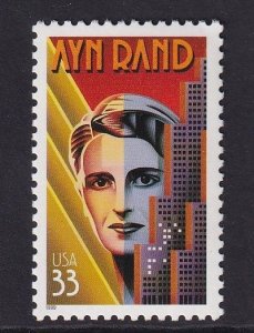 United States  #3308 MNH 1999  Ayn Rand . literary arts series