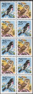 2285b Owl and Grosbeak MNH booklet pane of 10 - no tab