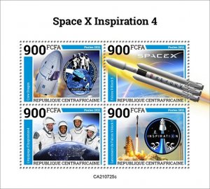 2021/11 - CENTRAL AFRICAN - SPACE X INSPIRATION 4    4V  complet set   MNH ** T