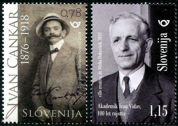 HERRICKSTAMP NEW ISSUES SLOVENIA Sc.# 1257-58 Ivan Cankar & Ivan Vidav