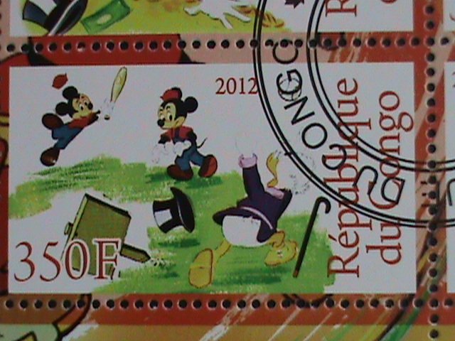 CONGO DISNEY STAMP:2012- WALT DISNEY STAMPS-CTO MINI SHEET #1 VERY FINE