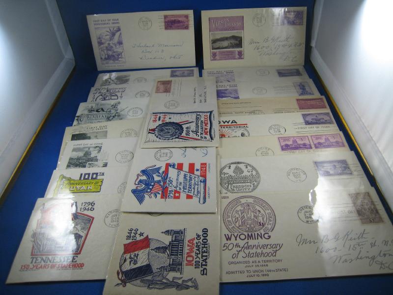 U.S. FDC  - 1930s & 1940s STATEHOOD ANNIVERSARIES - LOT OF 19 COVERS