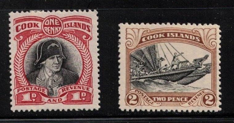 COOK ISLANDS Scott # 91-2 MH - Captain Cook & Double Canoe 2