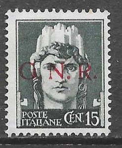 Italian Social Republic GN3: 15c Italia, unused, NG, F-VF