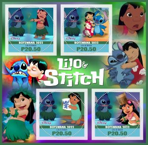 Stamps. Cartoons. Disney. Lilo and Stich 2022 year 1+1 sheets perf  Botswana