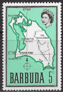 Barbuda ~ Scott # 17 ~  MNH ~ Map