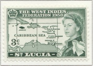 1958 British Colony ST. LUCIA 3c MH* Stamp A28P44F30233-