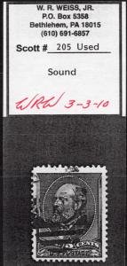 205, VF, Used, Jumbo, Sound, Weiss Cert, Approx Market Value: $60