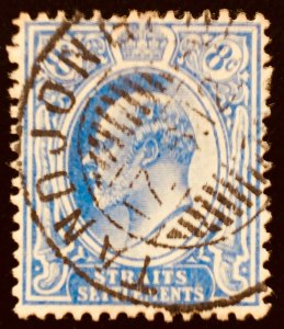 Malaya Straits Settlements KE VII 8c MCCA Dutch Indies TANDJONG PRIOK SG#158