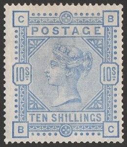 GREAT BRITAIN 1883 QV 10/- pale ultramarine on white paper. SG 183a cat £2500.