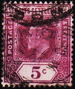 Straits Settlements. 1902 5c S.G.113 Fine Used