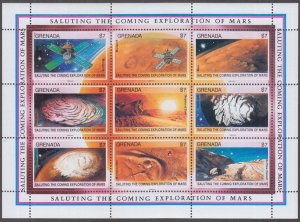 GRENADA # 2002 MINI-SHEET of 9 DIFF EXPLORATION of MARS