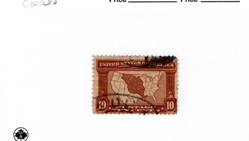 United States #327 Crease Used - Stamp - CAT VALUE $27.50